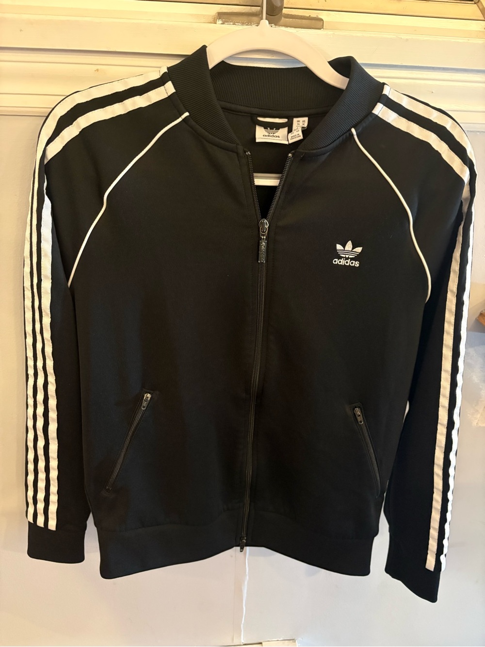 adidas Black Track Jacket with White Stripes - Picture 4 of 5